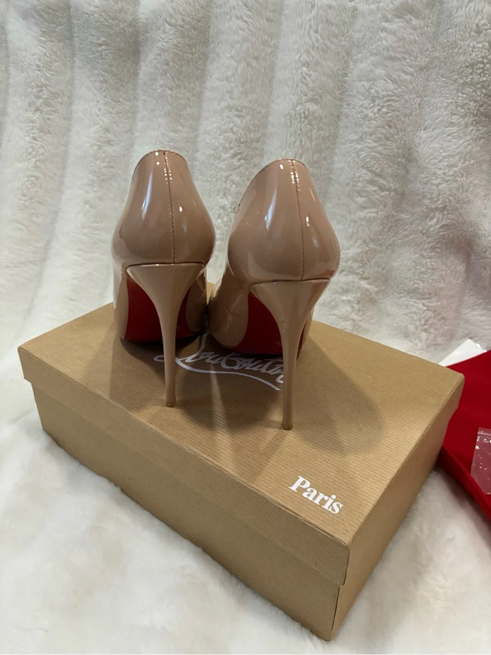 Christian Louboutin Nude Patent Leather Pointed-Toe Pumps
